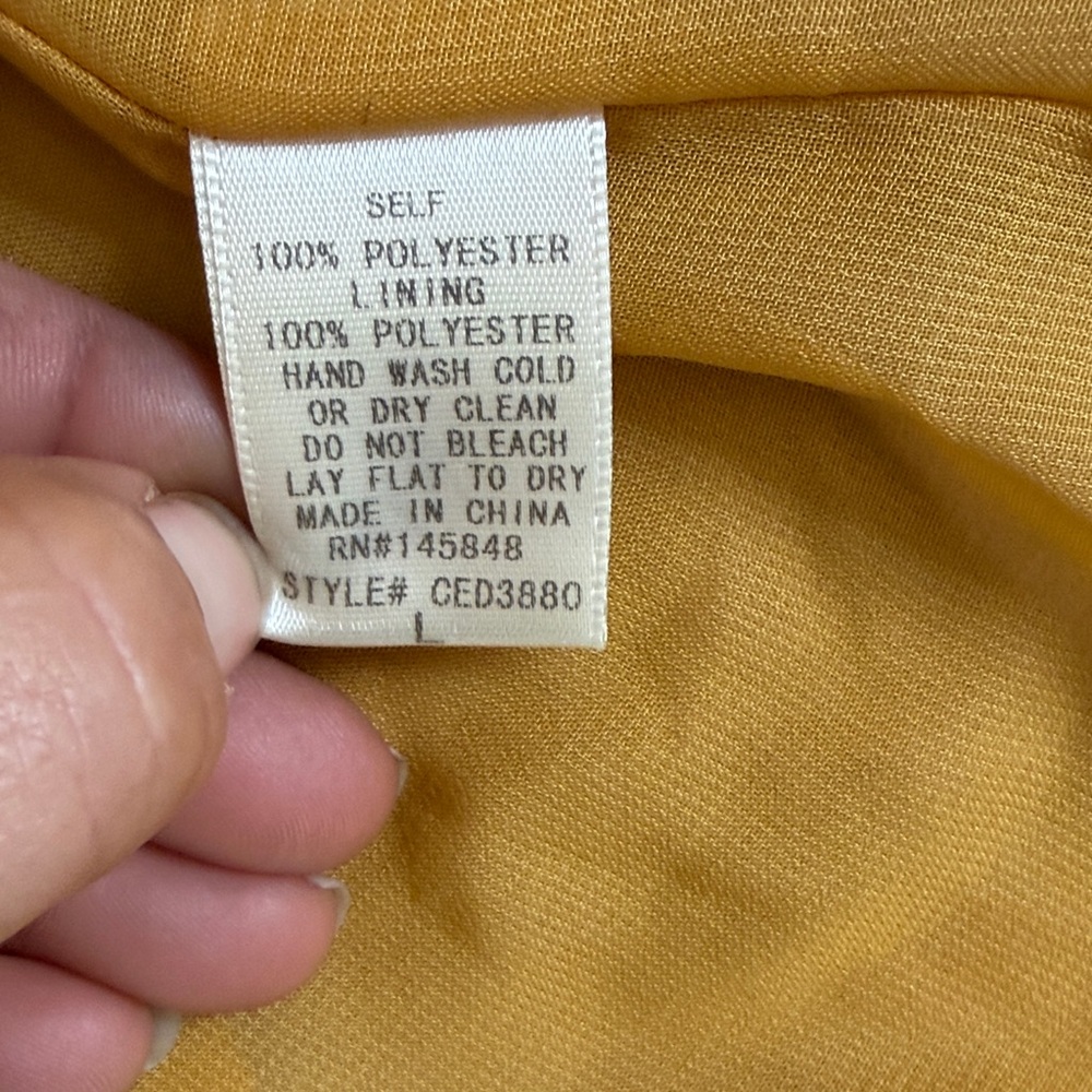 Every Striped Mustard Yellow mock Wrap Dress Size L - Picture 9 of 11